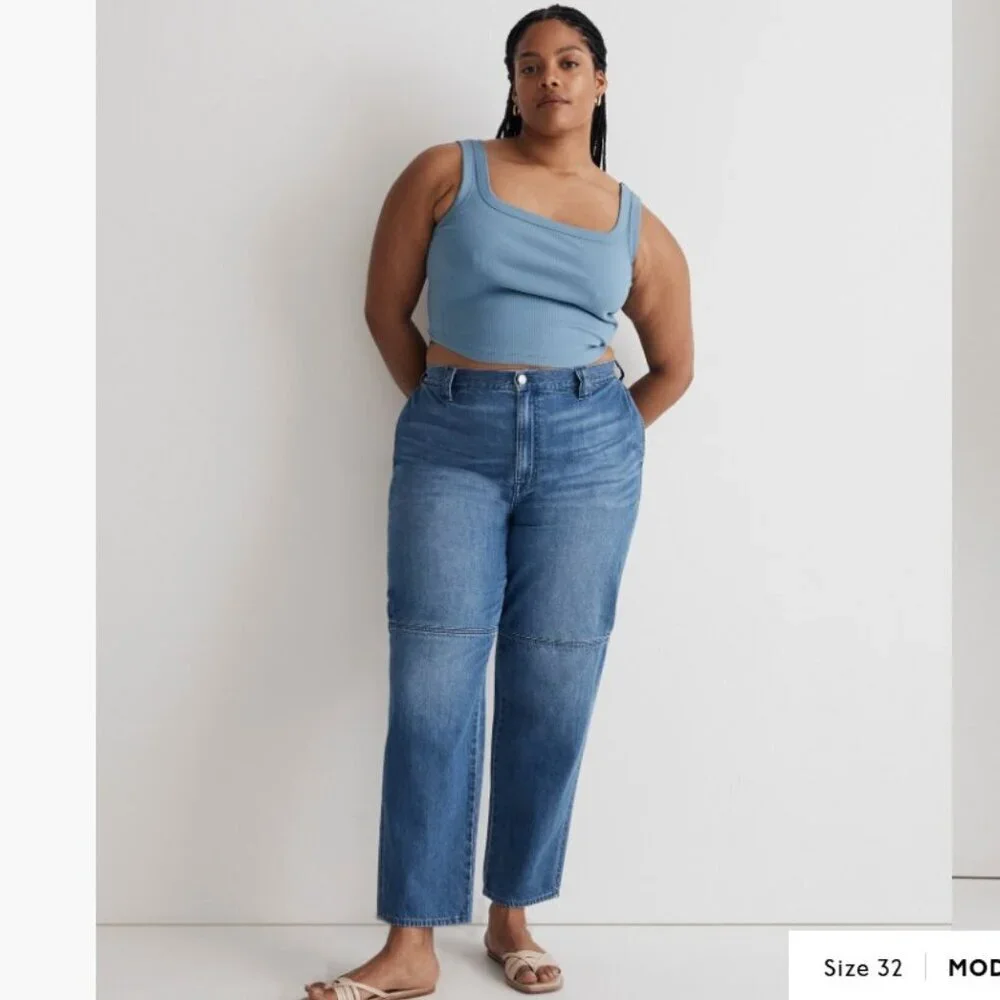 NWOT Madewell High-Rise Tapered Jeans Pleat Edition Sz 32